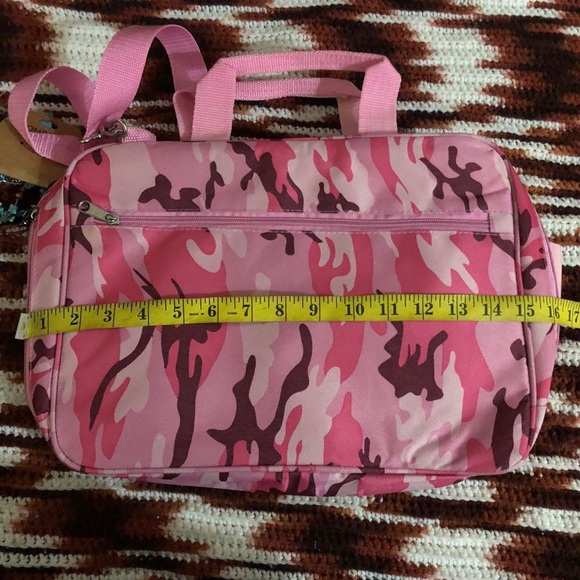 Y2K Pink Camouflage Crossbody Messenger Laptop School Work Book Bag FairyGrunge - Picture 4 of 7